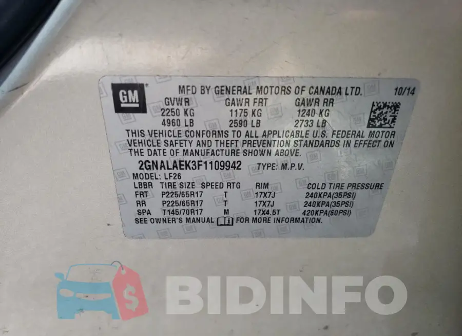 2GNALAEK3F1109942 Photo# 13