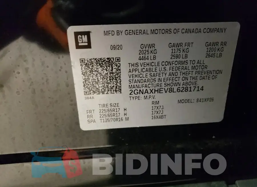 2GNAXHEV8L6281714 Photo# 13