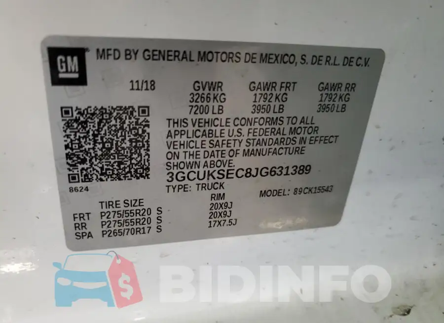 3GCUKSEC8JG631389 Photo# 12