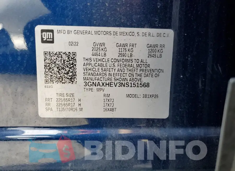 3GNAXHEV3NS151568 Photo# 13