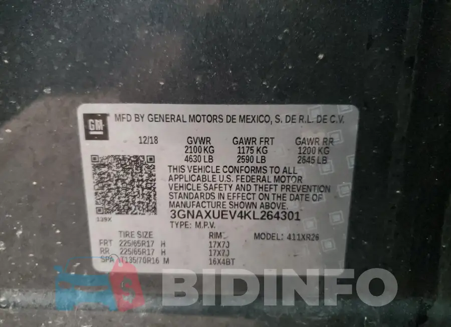 3GNAXUEV4KL264301 Photo# 13