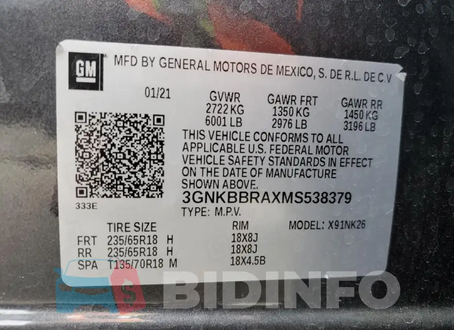 3GNKBBRAXMS538379 Photo# 12