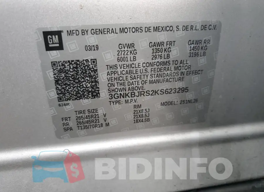 3GNKBJRS2KS623295 Photo# 13