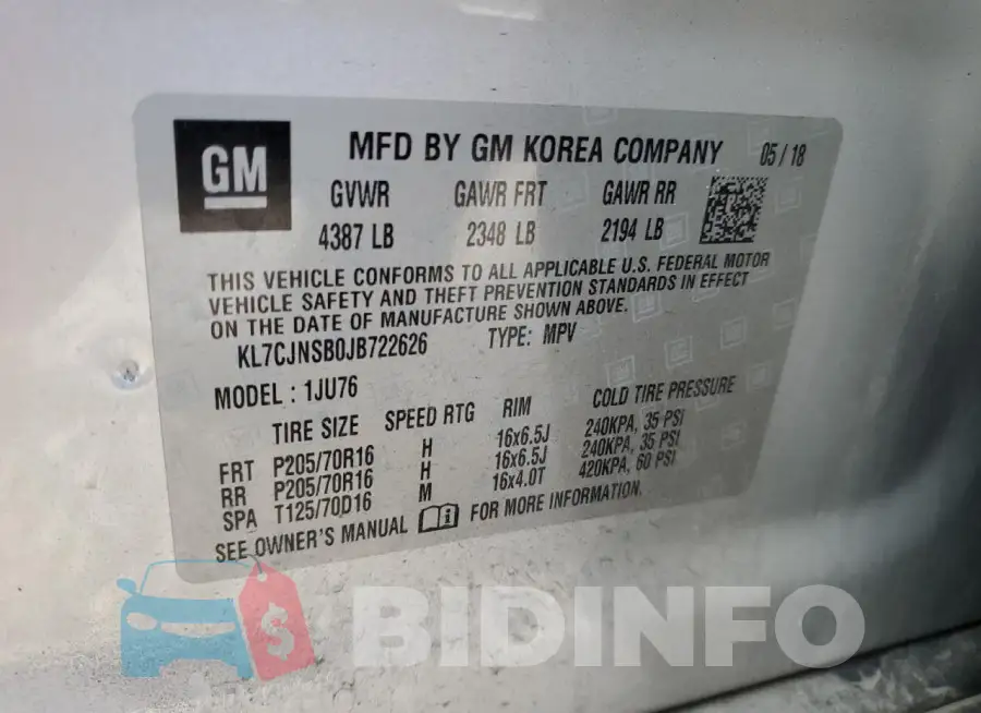 KL7CJNSB0JB722626 Photo# 13