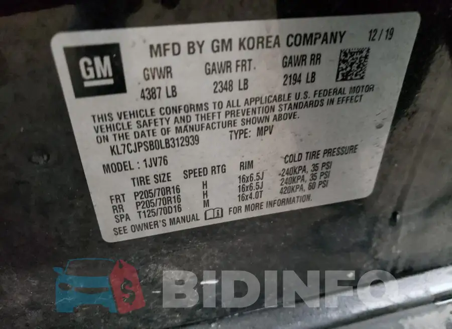 KL7CJPSB0LB312939 Photo# 12