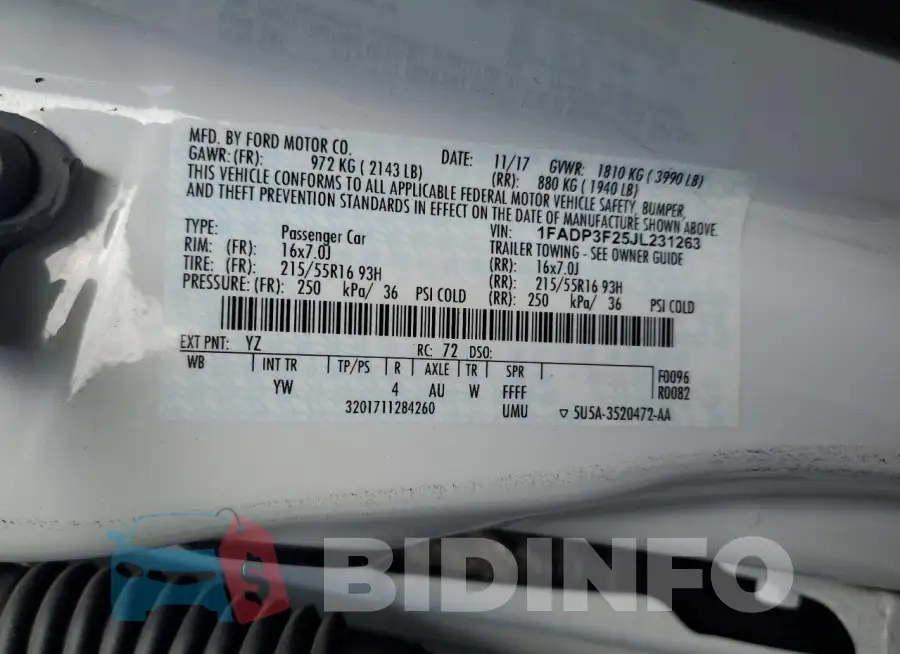 1FADP3F25JL231263 Photo# 12