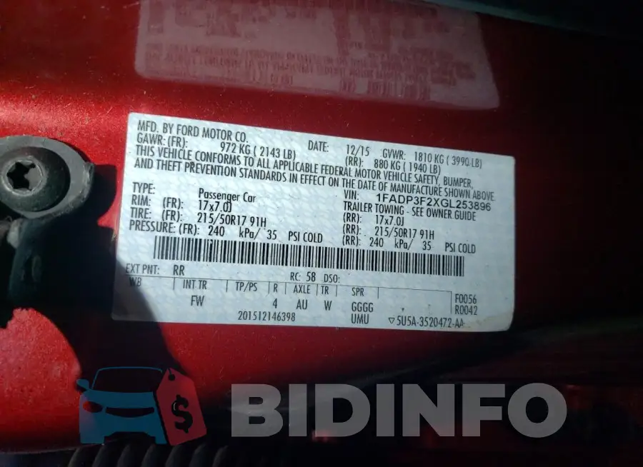 1FADP3F2XGL253896 Photo# 12