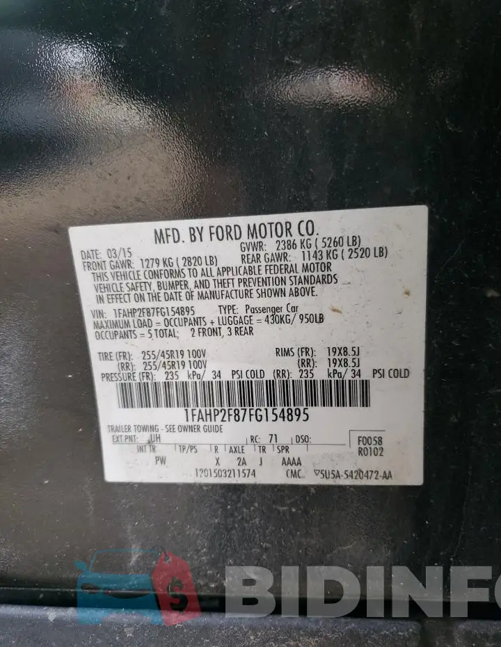 1FAHP2F87FG154895 Photo# 12