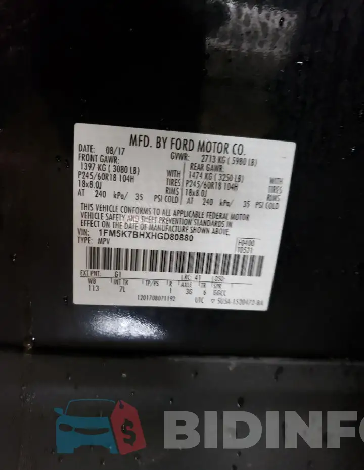 1FM5K7BHXHGD80880 Photo# 12