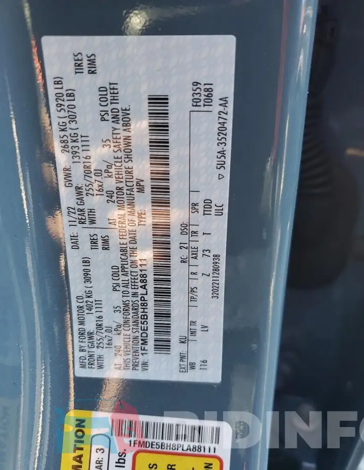 1FMDE5BH8PLA88111 Photo# 13