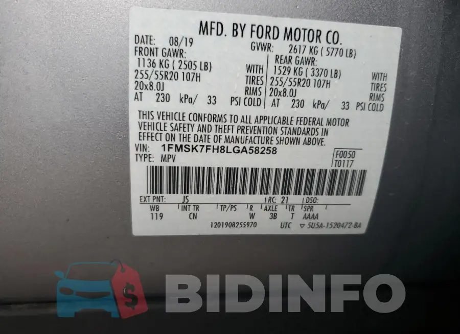 1FMSK7FH8LGA58258 Photo# 14