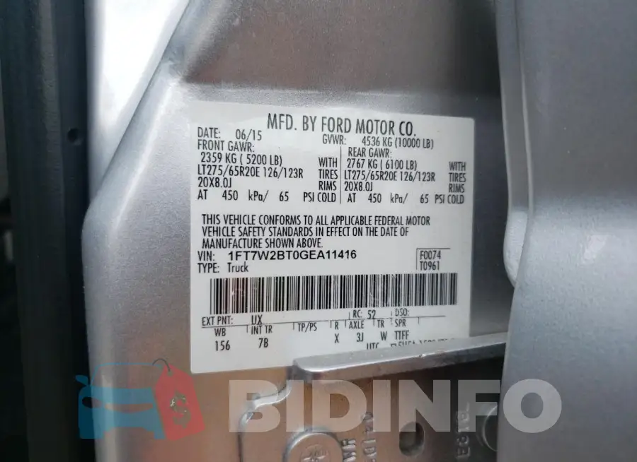 1FT7W2BT0GEA11416 Photo# 12