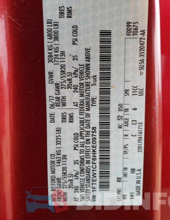 1FTEW1CF6HKE09758 Photo# 12