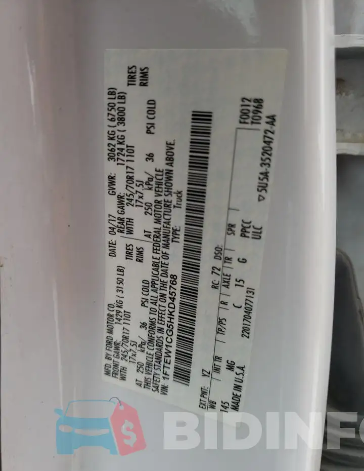 1FTEW1CG5HKD45768 Photo# 12