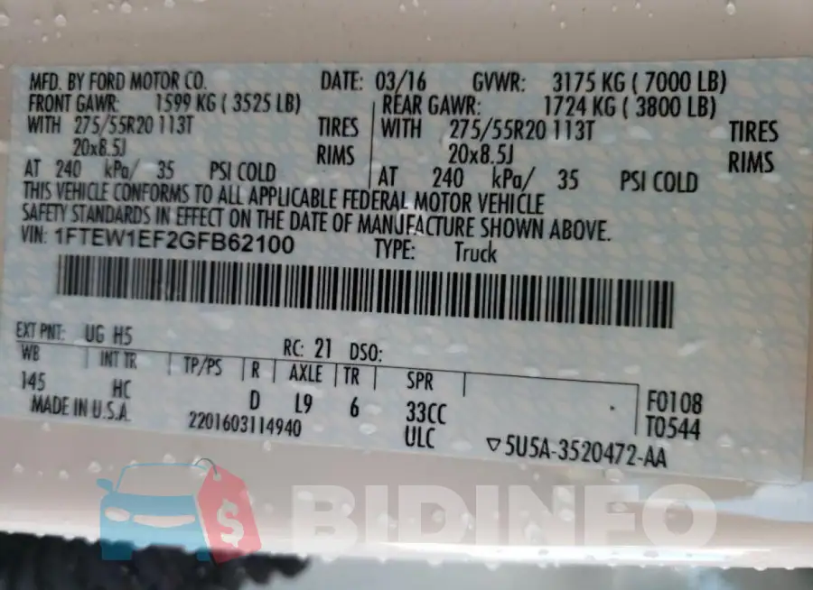 1FTEW1EF2GFB62100 Photo# 10