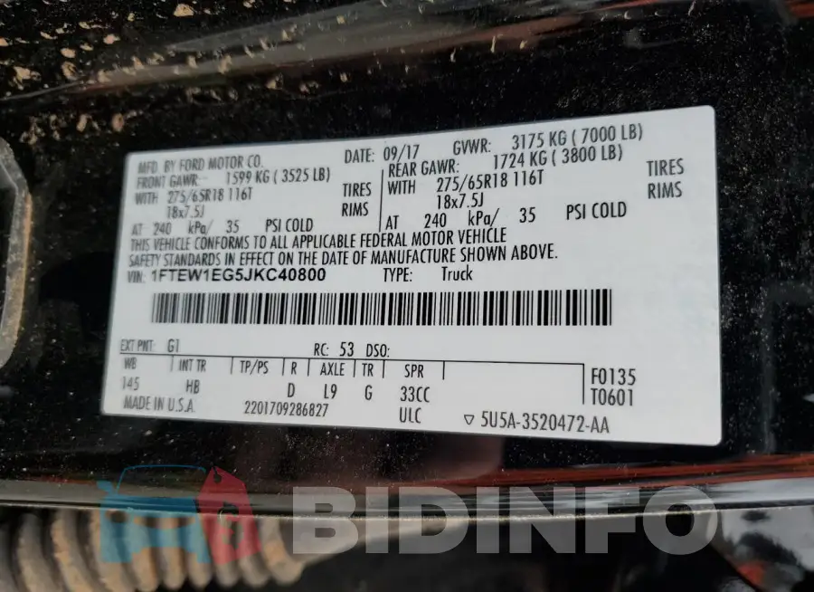 1FTEW1EG5JKC40800 Photo# 13