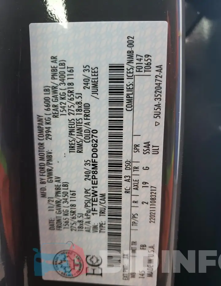 1FTEW1EP8MFD06270 Photo# 13