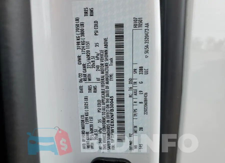 1FTFW1E8XNFB30045 Photo# 12