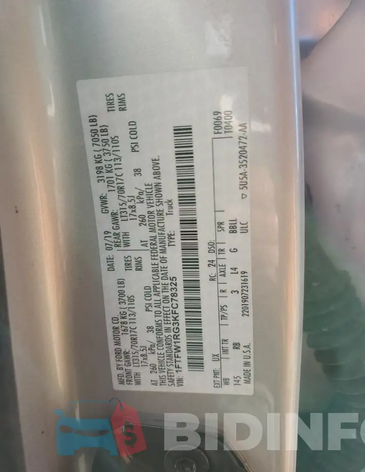1FTFW1RG3KFC78325 Photo# 12