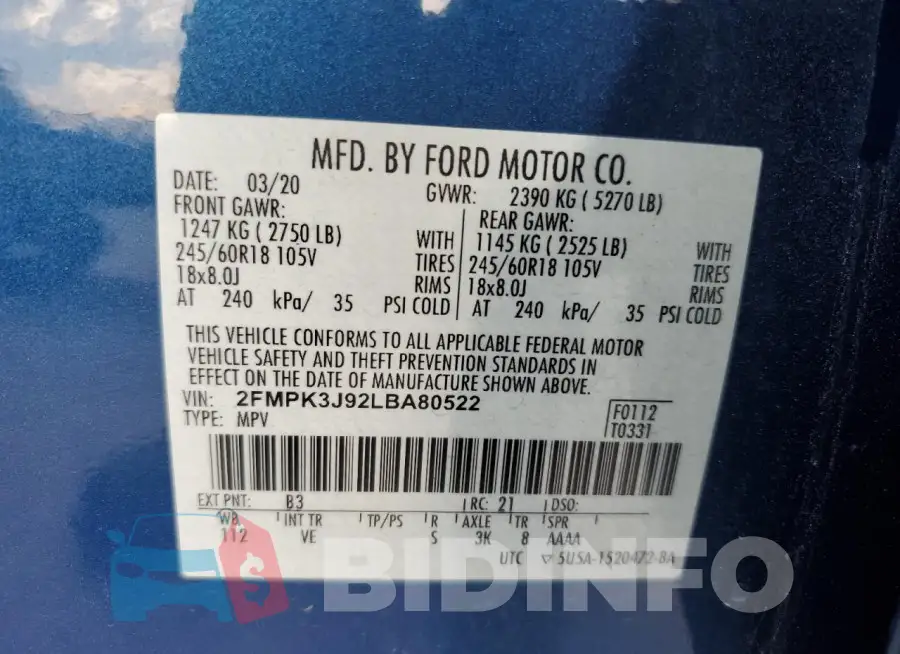 2FMPK3J92LBA80522 Photo# 12