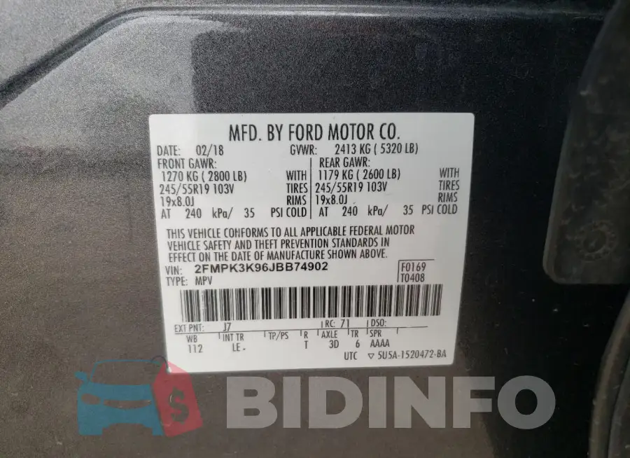 2FMPK3K96JBB74902 Photo# 13