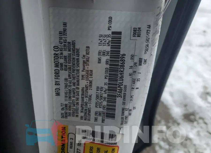 3FA6P0LU6HR386896 Photo# 12