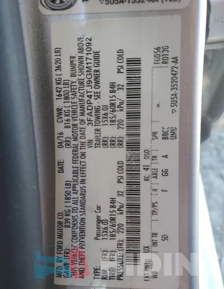 3FADP4TJ9GM171092 Photo# 12
