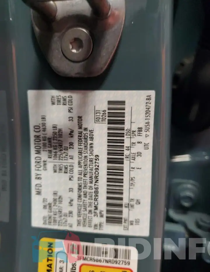 3FMCR9B67NRD92759 Photo# 13