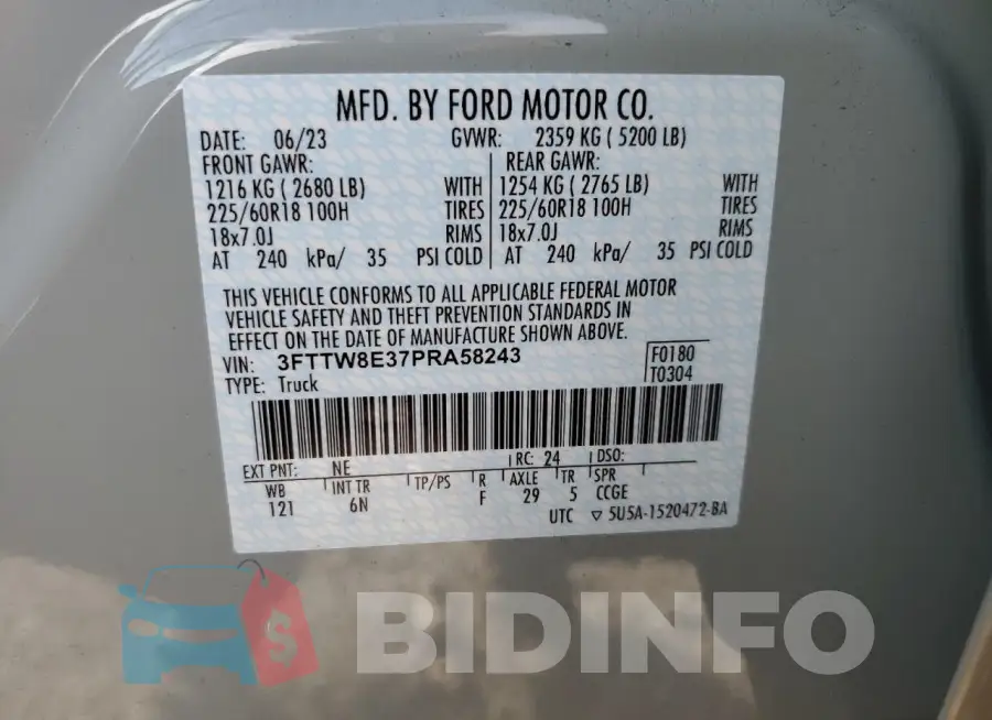 3FTTW8E37PRA58243 Photo# 12