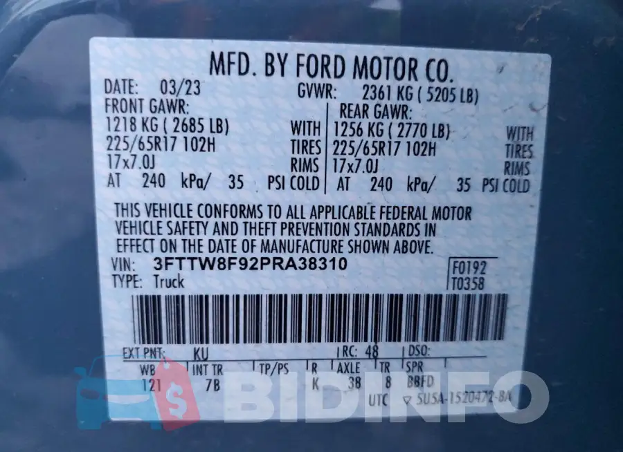 3FTTW8F92PRA38310 Photo# 12