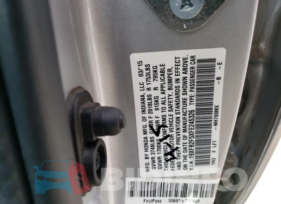 19XFB2F5XFE245326 Photo# 12
