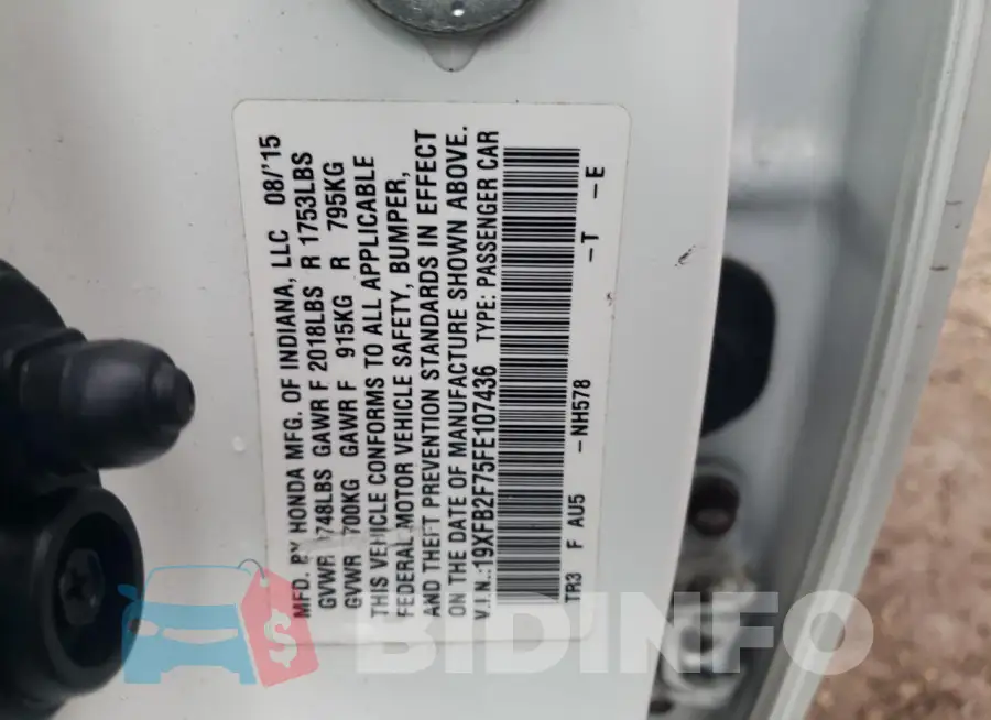 19XFB2F75FE107436 Photo# 12