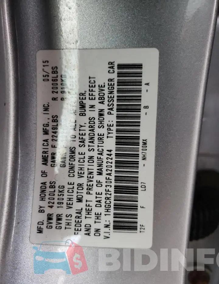 1HGCR2F30FA202244 Photo# 12