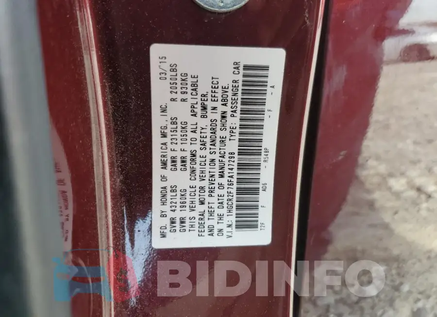 1HGCR2F76FA147298 Photo# 12