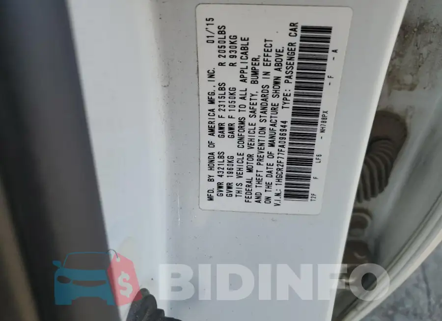 1HGCR2F77FA096944 Photo# 12