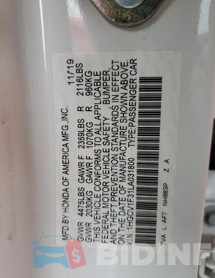 1HGCV1F31LA031800 Photo# 13