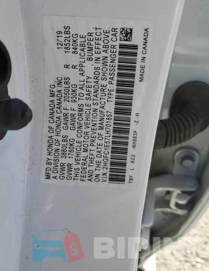 2HGFC1E57LH701857 Photo# 12