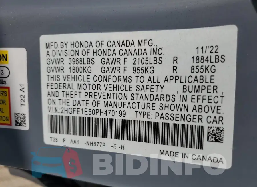 2HGFE1E50PH470199 Photo# 12