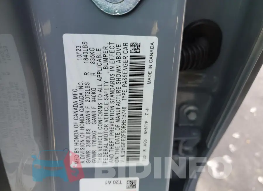 2HGFE2F50RH515746 Photo# 12