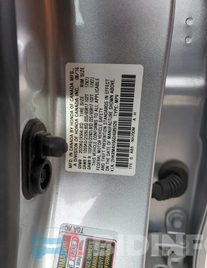 2HKRM4H56GH689526 Photo# 12