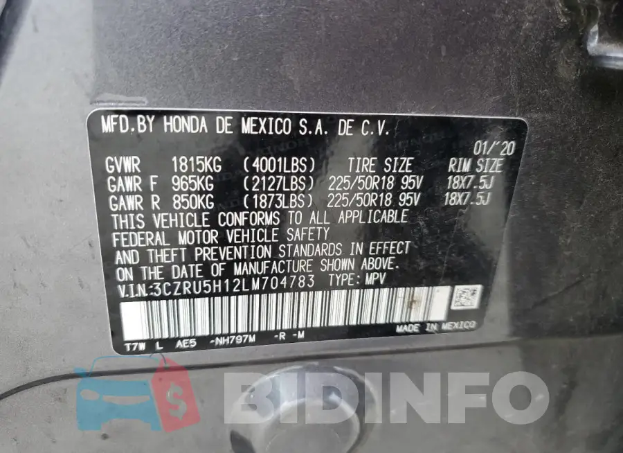 3CZRU5H12LM704783 Photo# 13