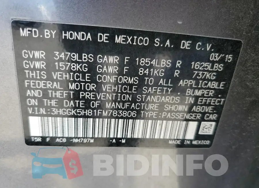 3HGGK5H81FM783806 Photo# 13