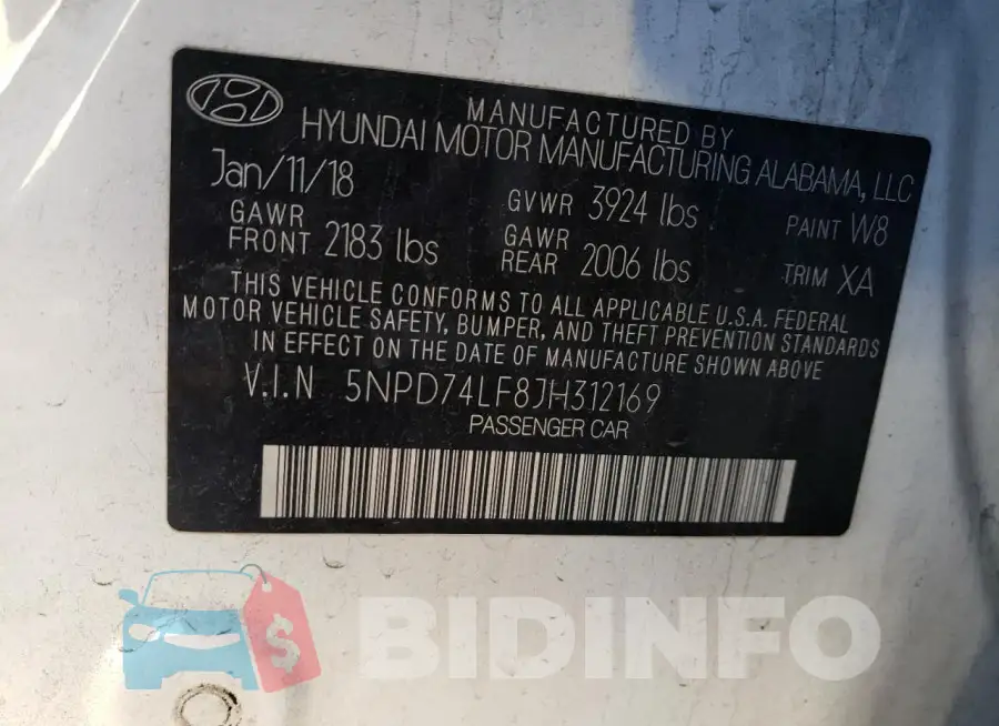5NPD74LF8JH312169 Photo# 12
