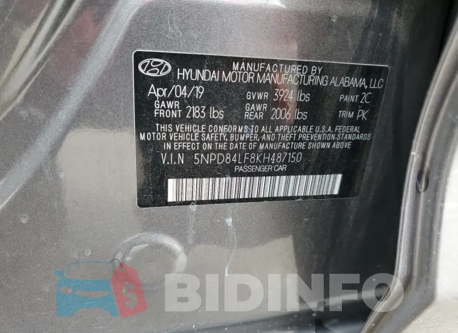 5NPD84LF8KH487150 Photo# 12