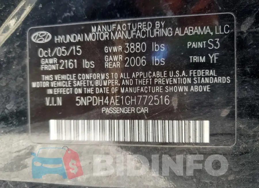 5NPDH4AE1GH772516 Photo# 12