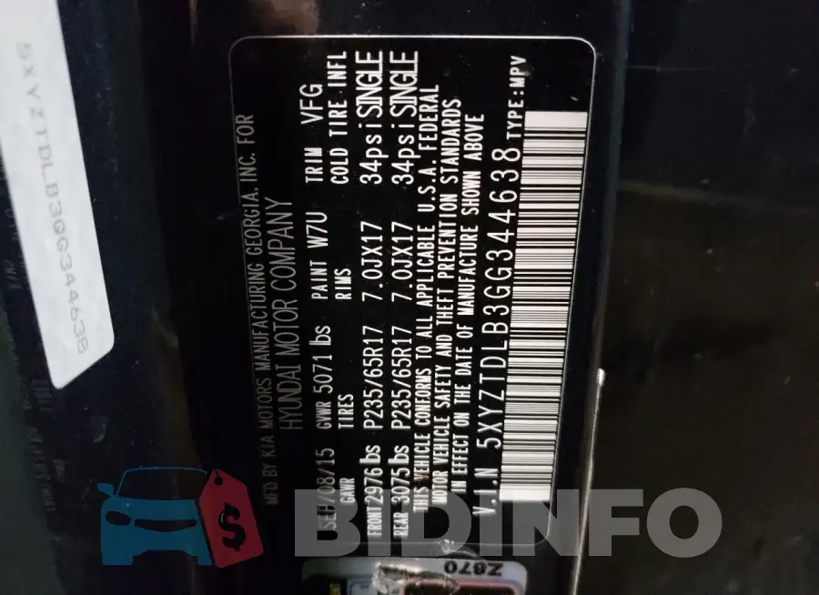 5XYZTDLB3GG344638 Photo# 13
