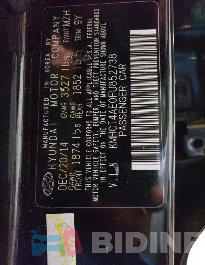 KMHCT4AE0FU852738 Photo# 12