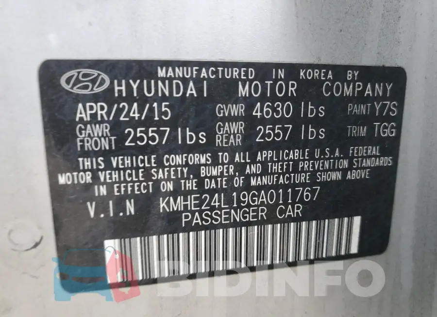 KMHE24L19GA011767 Photo# 13