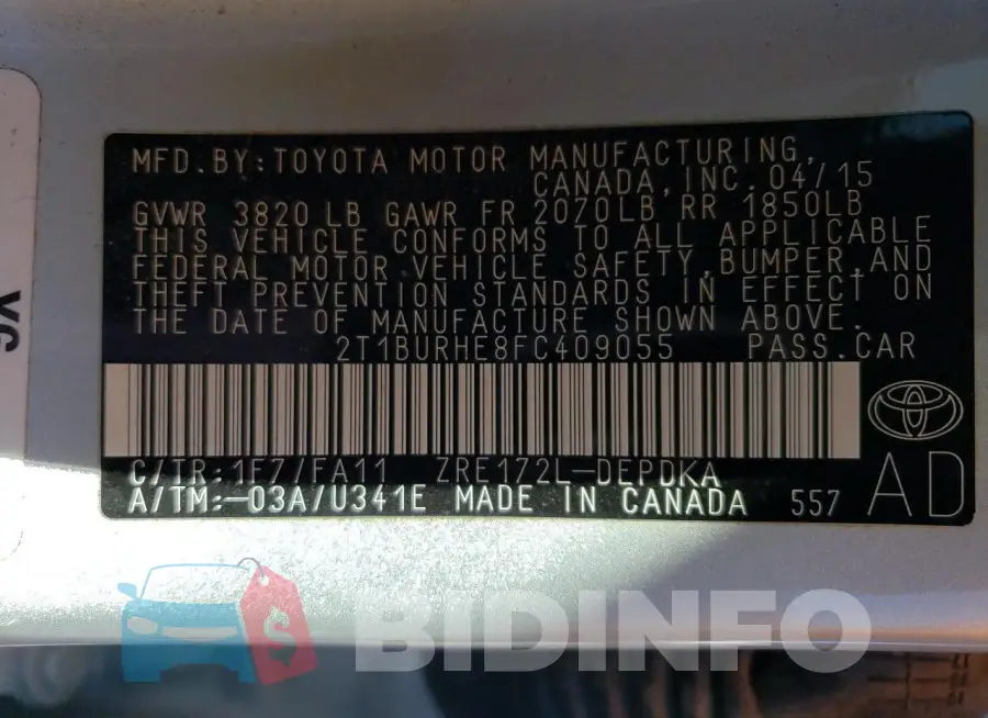 2T1BURHE8FC409055 Photo# 12