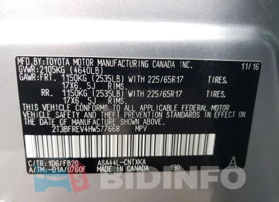 2T3BFREV4HW577668 Photo# 12